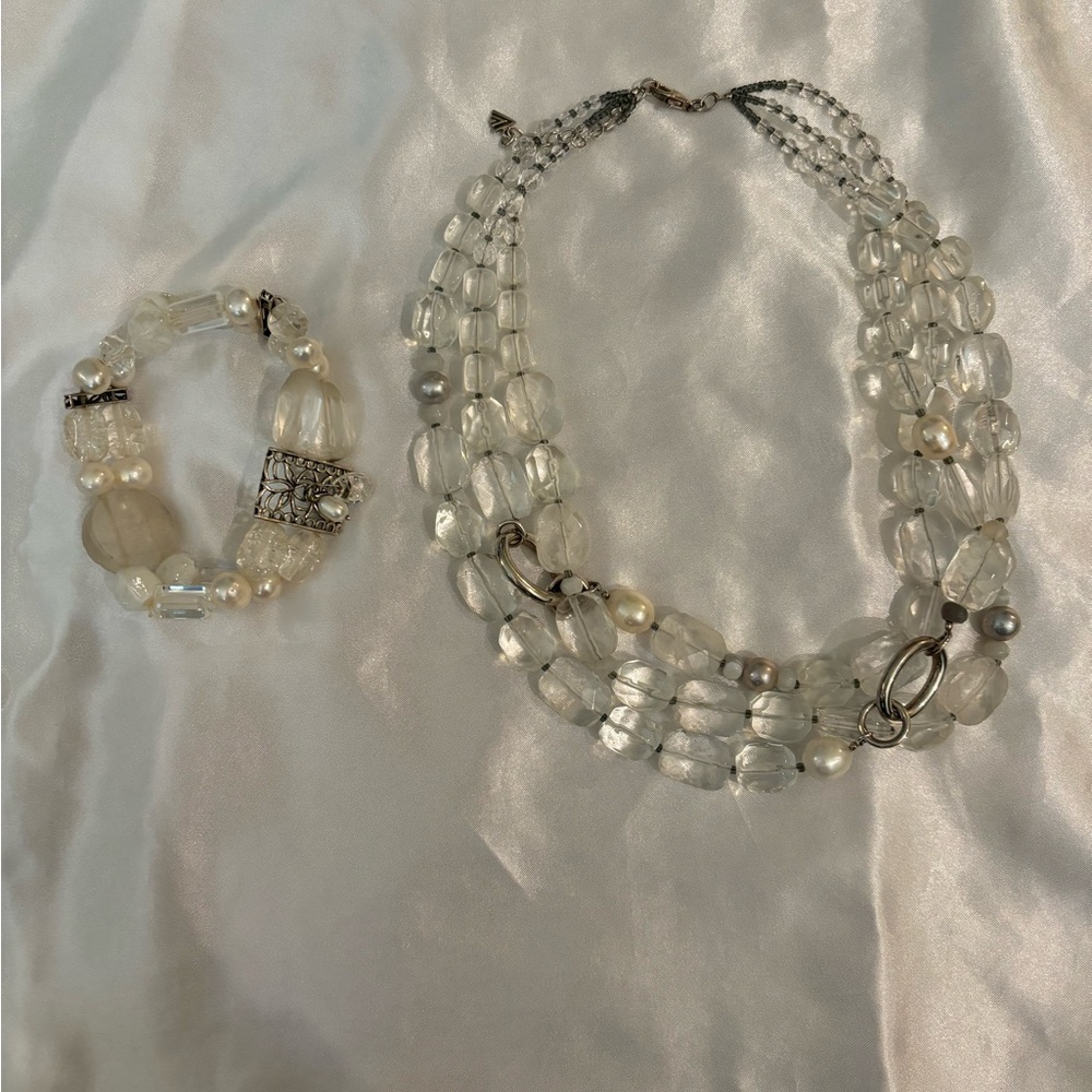 Silpada Designs Pearls, Agate, & Sterling Silver Necklace and Bracelet